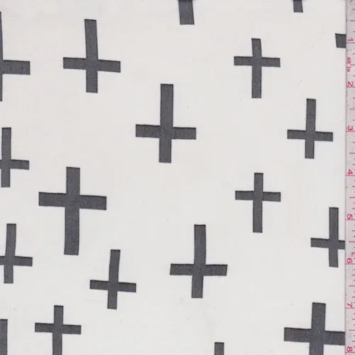 White/Black Cross Georgette Fabric