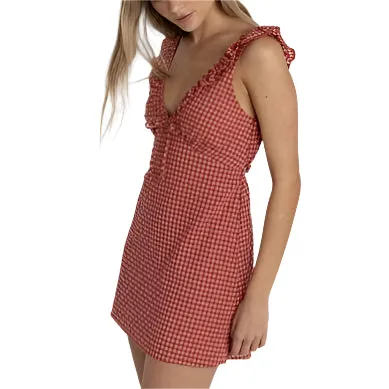 Women's Rhythm Lola Check Ruffle Mini Dress Check Ruffle Dress